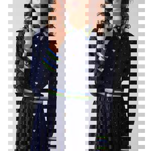 L.K. Bennett Kate Navy Multi Hearts And Card Shirt Dress